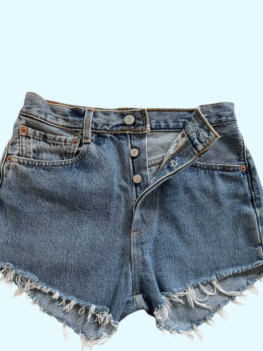 Levi's 501 High Rise Cut Off Denim Shorts Blue Women's Size 28 100% Cotton